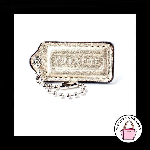 2" Medium COACH Light Gold LEATHER Nickel Key Fob Bag Charm Keychain Hang Tag - Picture 1 of 1